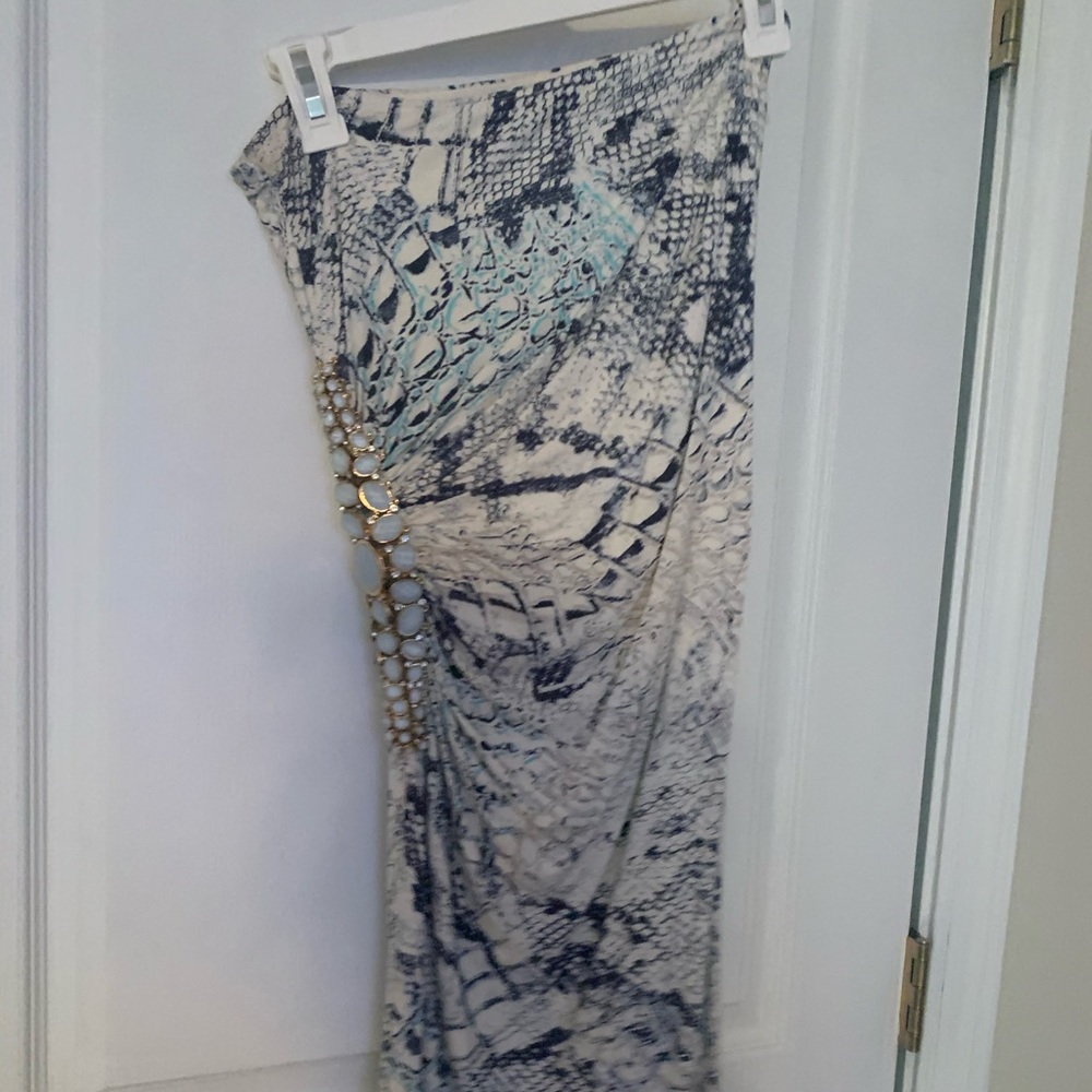 Snake print strapless dress